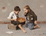 Julio Romero de Torres Seifenblasende Kinder oil on canvas